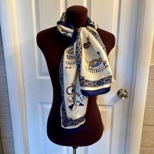 Book of Kells, Irish Gaelic Scarf, Celtic Style in Blue, Tan & Cream size 53×12"